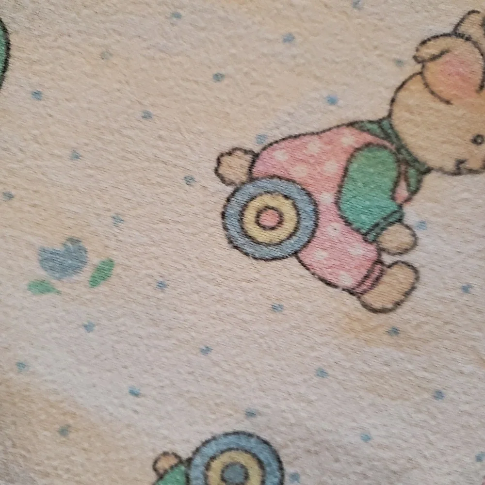 Vintage Abc 123‎ Bear Bunny Baby Recieving Blanket Pastel